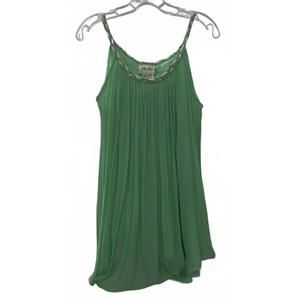 NEW SAND & SPIRIT women's pleated cami top with braided straps in lime green